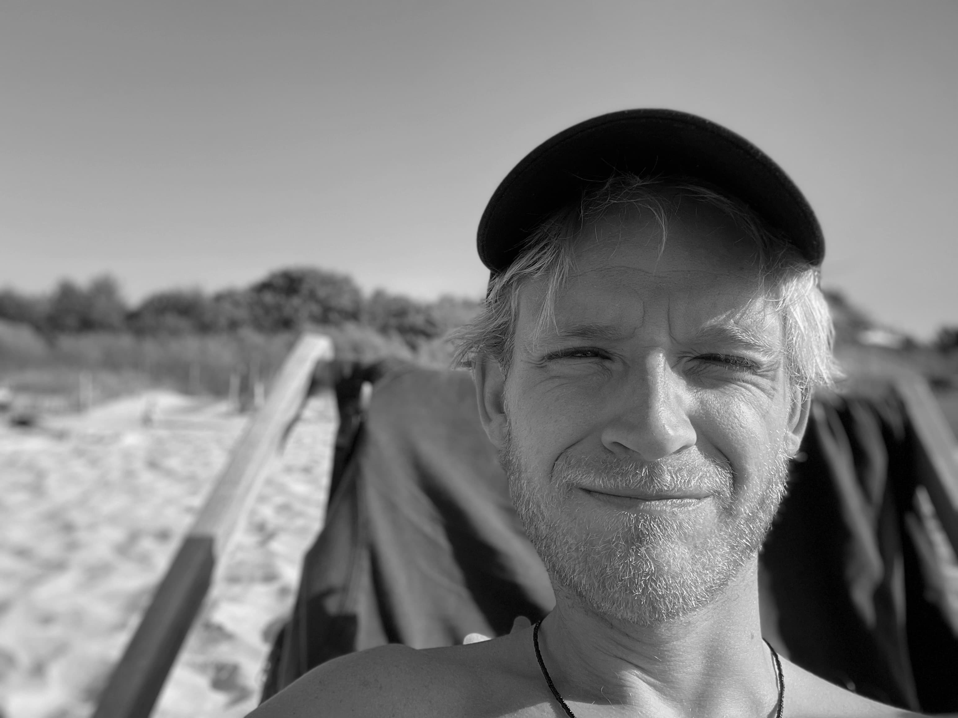 Black-and-white summer portrait